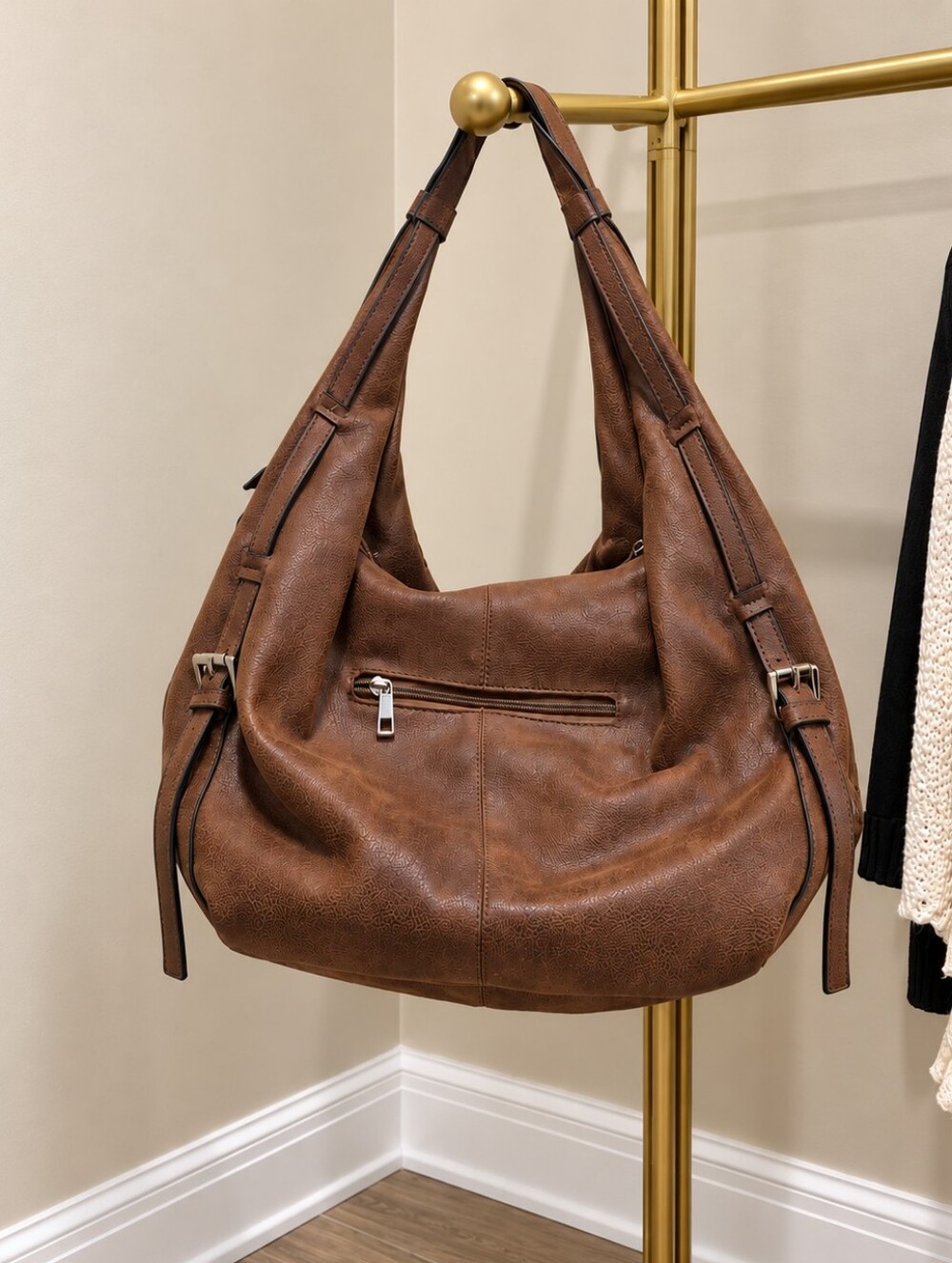 Carmel Suede Leather Hobo Bag. Large, Roomy. Great Condition.